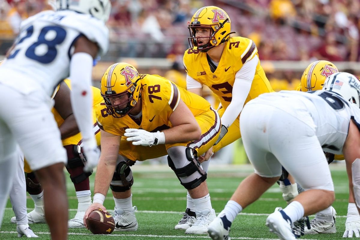 Minnesota Golden Gophers quarterback Drake Lindsey (3) calls a play against the Nevada Wolf Pack during the second half at Huntington Bank Stadium. Mandatory Credit: Matt Krohn-Imagn Images