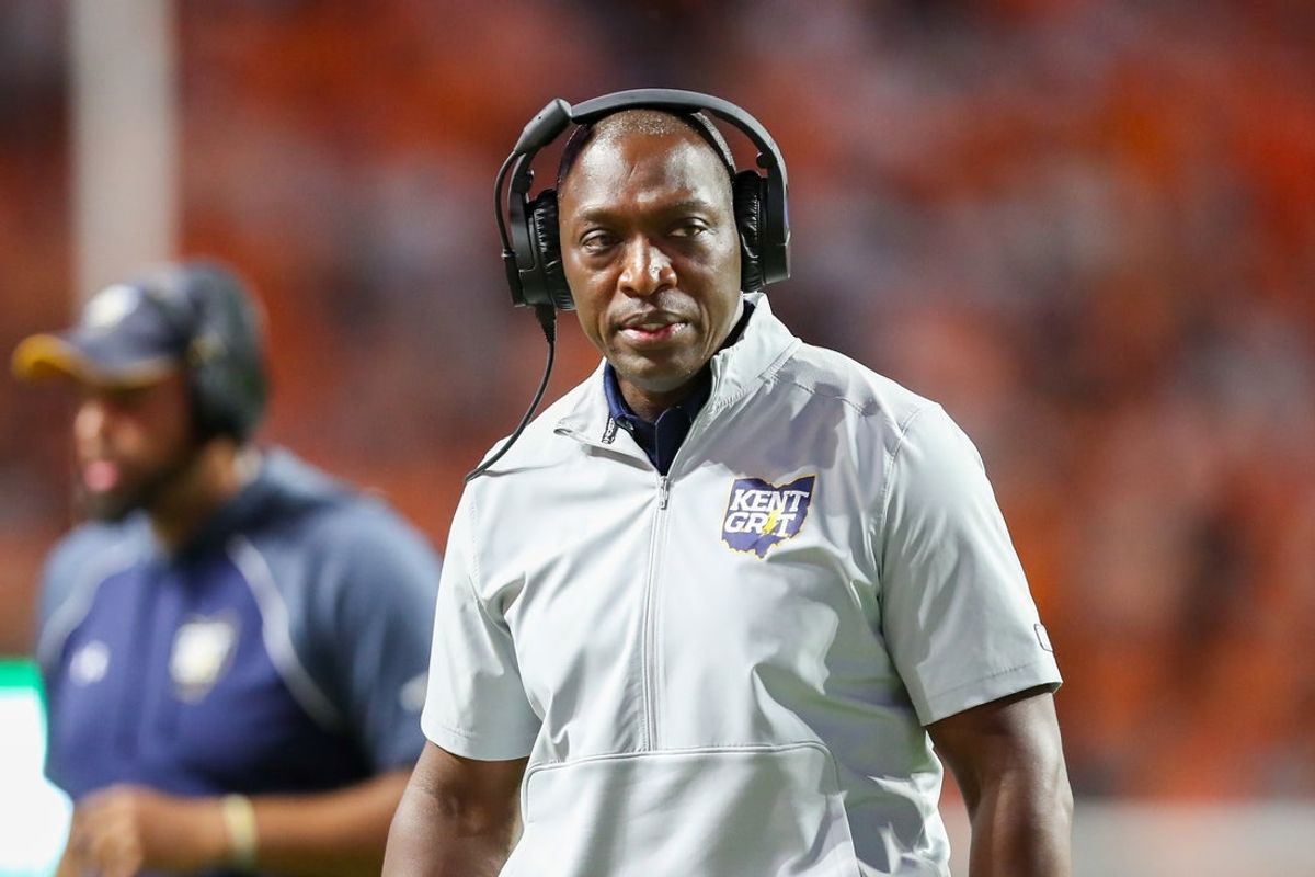 Sep 14, 2024; Knoxville, Tennessee, USA; Kent State Golden Flashes head coach Kenni Burns during the game against the Tennessee Volunteers at Neyland Stadium. Mandatory Credit: Randy Sartin-Imagn Images