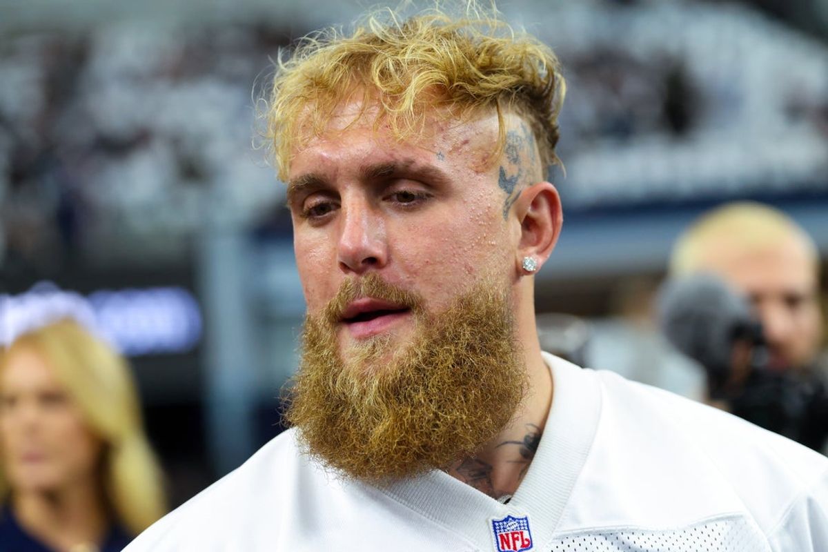 Sep 15, 2024; Arlington, Texas, USA;  Boxer and influencer Jake Paul before the game between the Dallas Cowboys and New Orleans Saints at AT&T Stadium. Mandatory Credit: Kevin Jairaj-Imagn Images