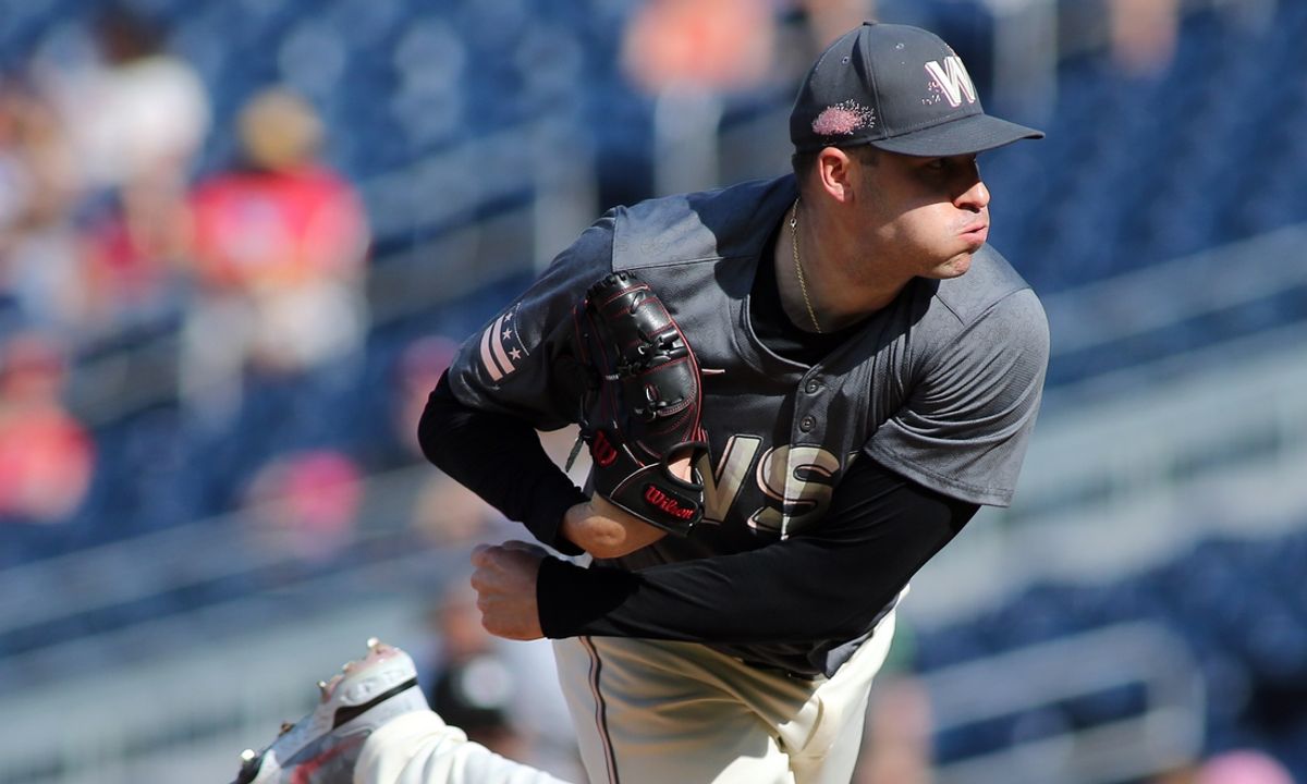 Sep 14, 2024; Washington, District of Columbia, USA; Washington Nationals pitcher Patrick Corbin (46) delivers a throw during the first inning against the Miami Marlins, at Nationals Park. Mandatory Credit: Daniel Kucin Jr.-Imagn Images