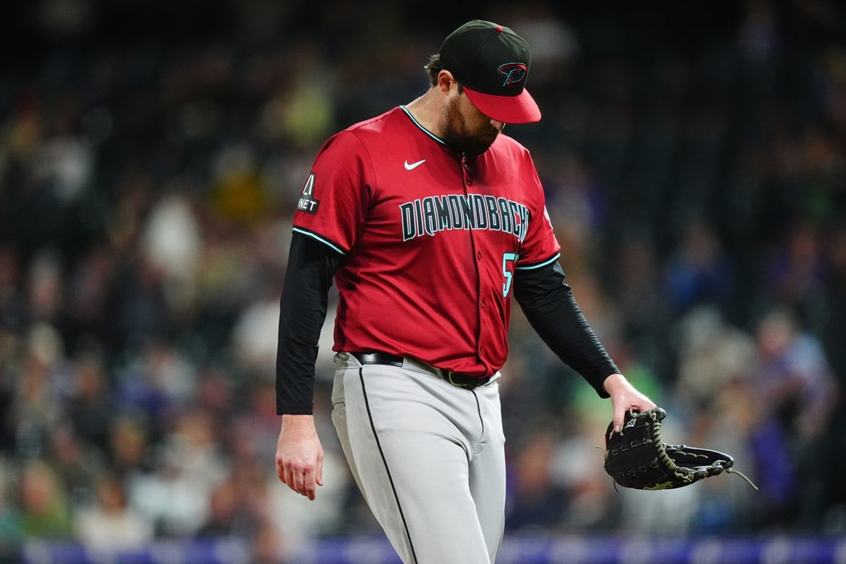 Sep 17, 2024; Denver, Colorado, USA; Arizona Diamondbacks starting pitcher Jordan Montgomery (52) leaves the mound in the fifth inning against the Colorado Rockies at Coors Field. Mandatory Credit: Ron Chenoy-Imagn Images
