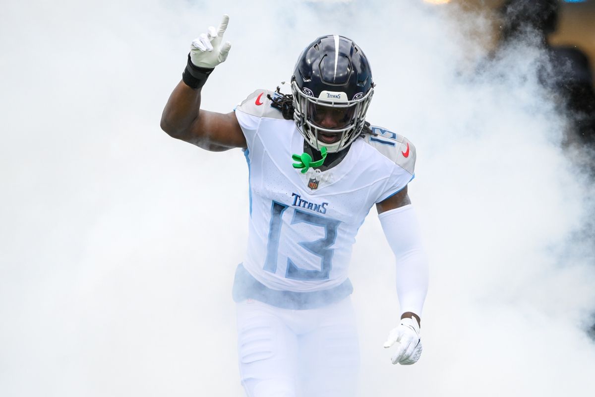 Sep 15, 2024; Nashville, Tennessee, USA;  Tennessee Titans cornerback Chidobe Awuzie (13) takes the field during the first half against the New York Jets during the first halfat Nissan Stadium. Mandatory Credit: Steve Roberts-Imagn Images