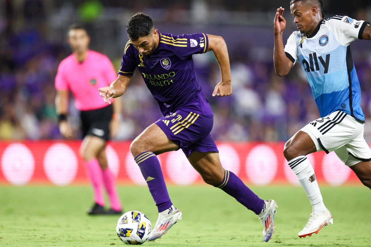 Sep 18, 2024; Orlando, Florida, USA; Orlando City midfielder Martin Ojeda (11) controls the ball against Charlotte FC in the second half at Inter&Co Stadium. Mandatory Credit: Nathan Ray Seebeck-Imagn Images