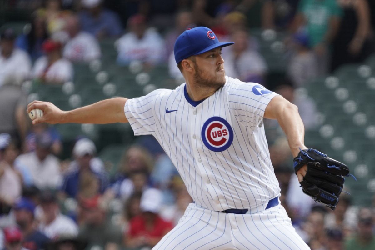 Sep 20, 2024; Chicago, Illinois, USA; Chicago Cubs pitcher Jameson Taillon (50) throws the ball against the Washington Nationals during the first inning at Wrigley Field. Mandatory Credit: David Banks-Imagn Images