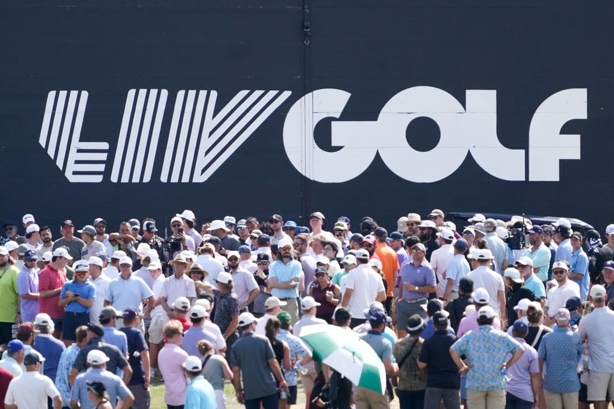 Sep 21, 2024; Carrolton, Texas, USA; A general view of signage during the LIV Golf Dallas Team Championship Semifinals at Maridoe Golf Club. Mandatory Credit: Raymond Carlin III-Imagn Images