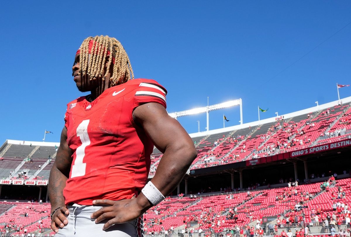 Sept. 21, 2024; Columbus, Ohio, USA;
Ohio State Buckeyes running back Quinshon Judkins (1) waits for a television interview following an NCAA Division I football game against the Marshall Thundering Herd at Ohio Stadium on Saturday.