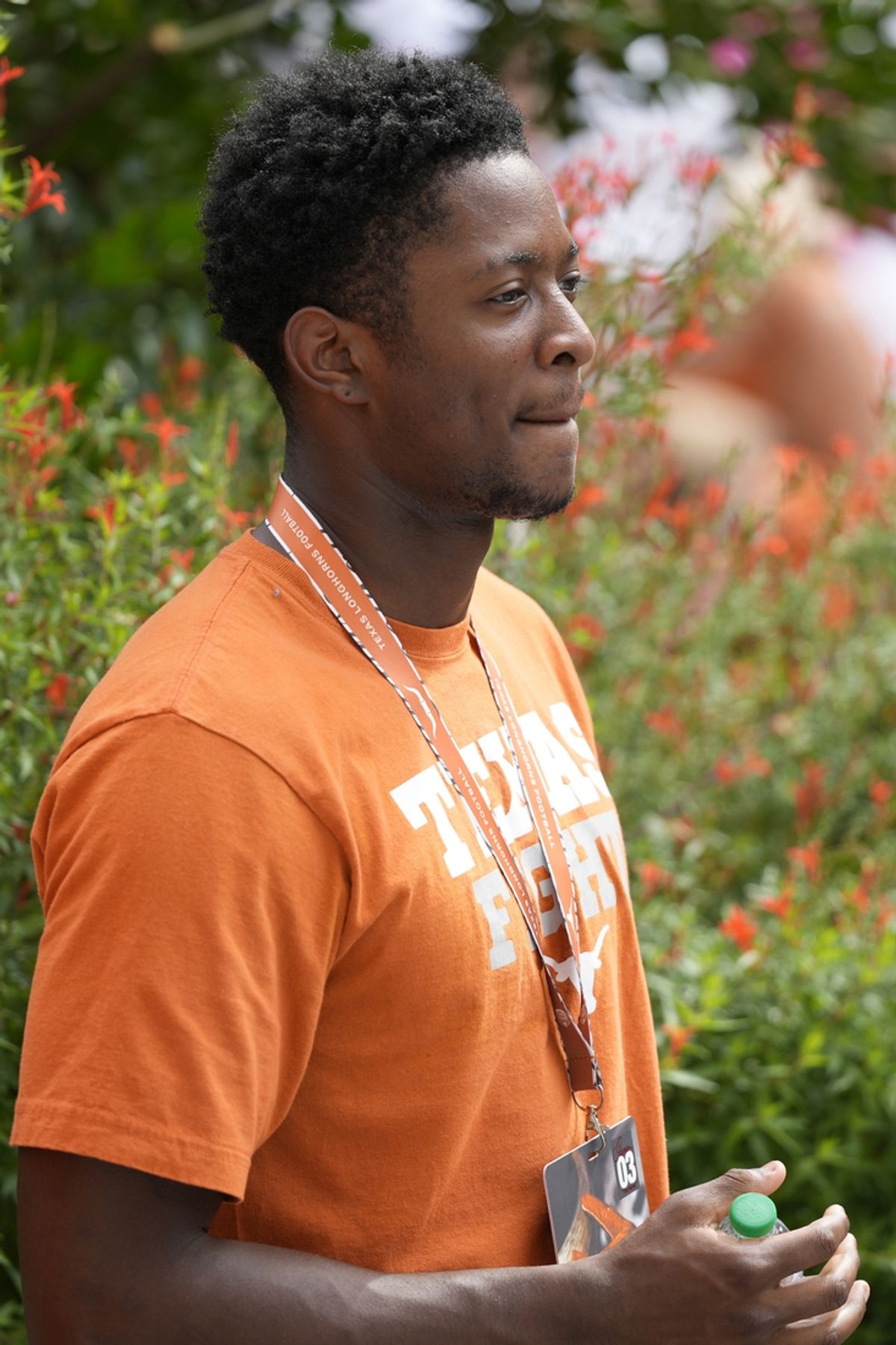 Sep 14, 2024; Austin, Texas, USA; Five Star recruit out of Alamo Heights High School in San Antonio Michael Terry III visits the University of Texas before a game against the Texas-San Antonio Roadrunners at Darrell K Royal-Texas Memorial Stadium. Mandatory Credit: Scott Wachter-Imagn Images