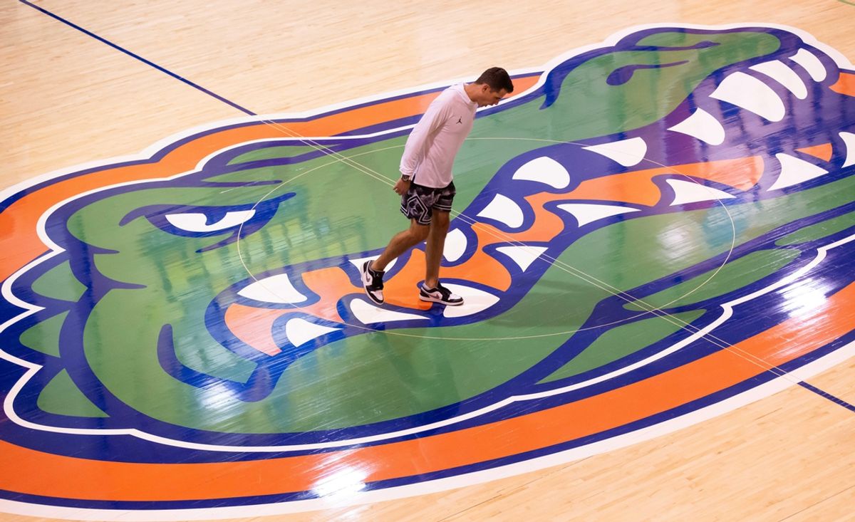 Florida Gators head coach Todd Golden coaches the Florida Gators men’s basketball team during a practice on John W. Frost II Practice Court in Gainesville, FL on Tuesday, September 24, 2024. [Doug Engle/Gainesville Sun]