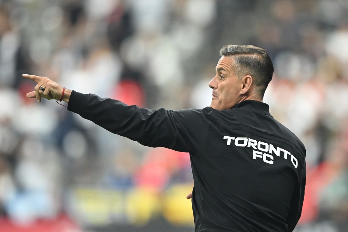 Sep 25, 2024; Vancouver, British Columbia, CAN;  Toronto FC head coach John Herdman reacts during the first half against Vancouver Whitecaps FC at BC Place. Mandatory Credit: Anne-Marie Sorvin-Imagn Images