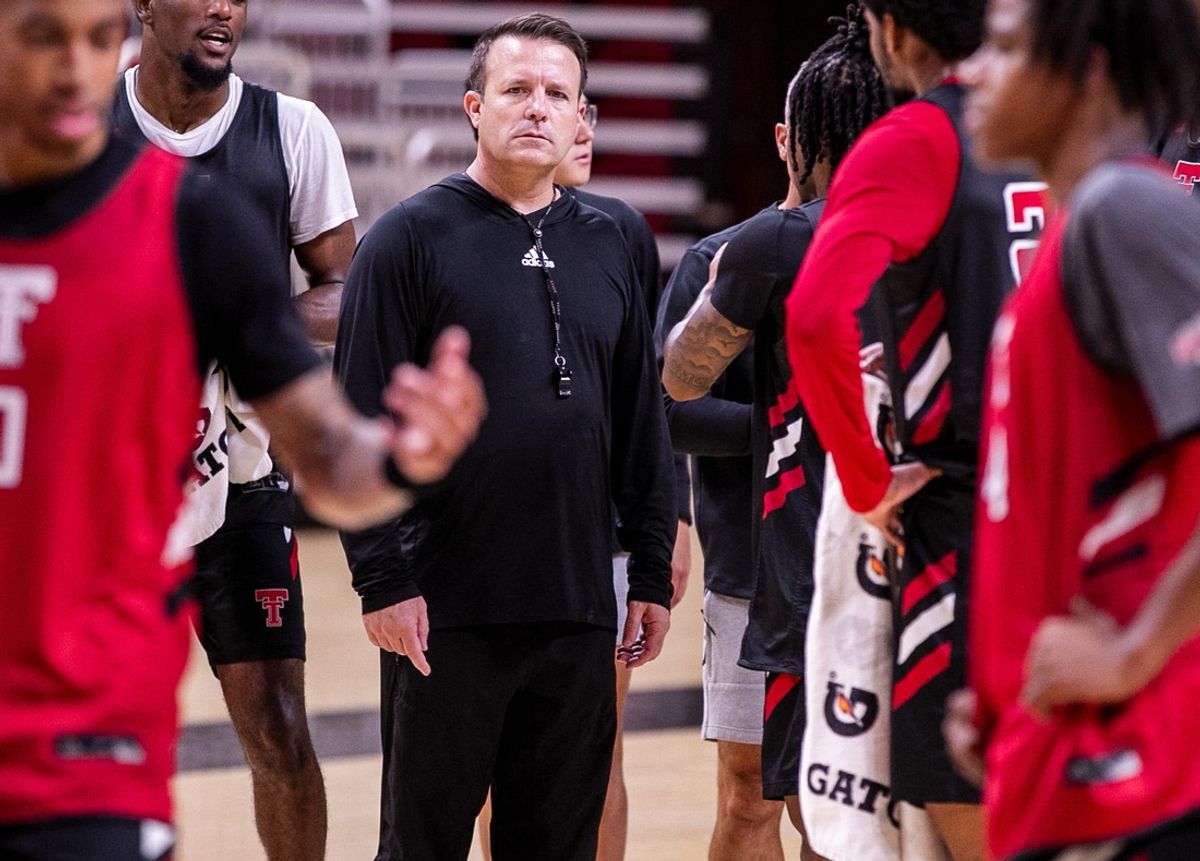 Assistant coach Jeff Linder looks on during Texas Tech basketball practice, Thursday, September 26, 2024, in United Supermarkets Arena.