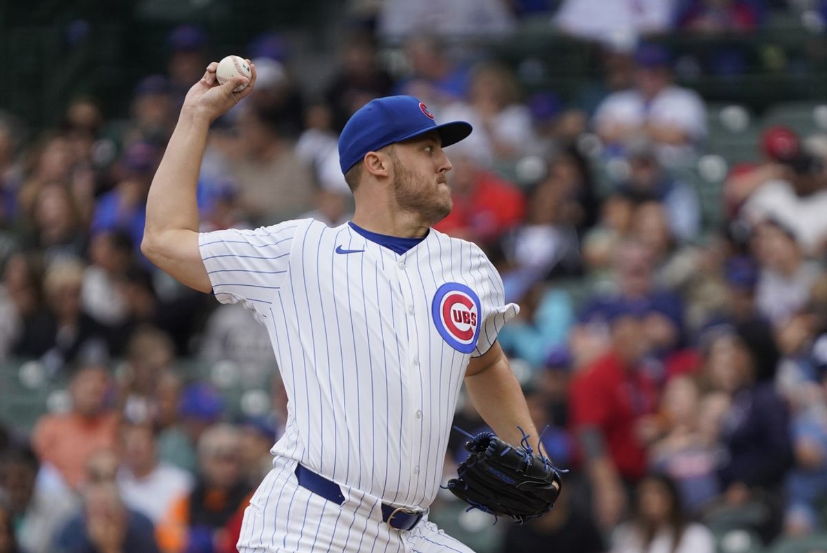 Sep 27, 2024; Chicago, Illinois, USA; Chicago Cubs pitcher Jameson Taillon (50) throws the ball against the Cincinnati Reds during the first inning at Wrigley Field. Mandatory Credit: David Banks-Imagn Images
