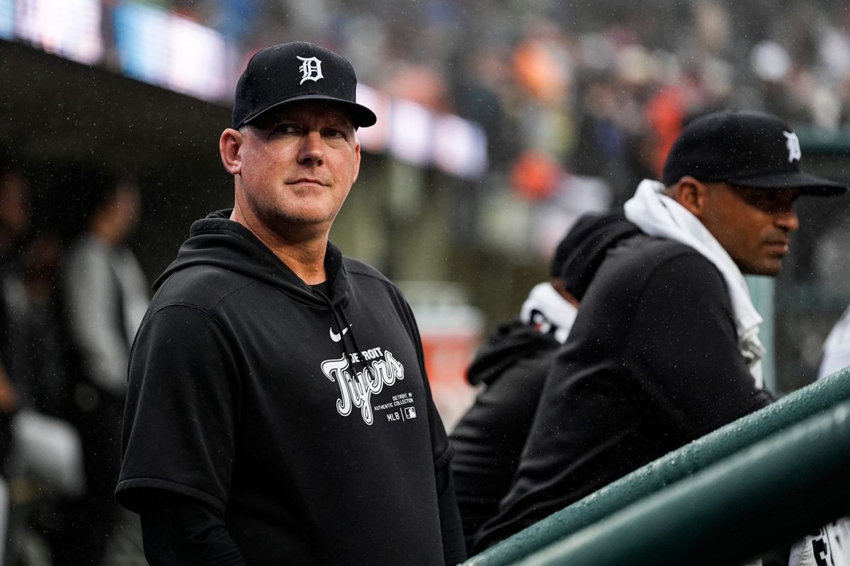 Detroit Tigers manager A.J. Hinch (14) looks on during the seventh inning against Chicago White Sox at Comerica Park in Detroit on Saturday, Sept. 28, 2024.