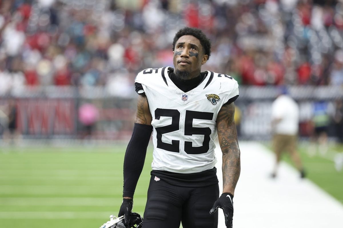 Sep 29, 2024; Houston, Texas, USA; Jacksonville Jaguars cornerback Ronald Darby (25) after the game against the Houston Texans at NRG Stadium. Mandatory Credit: Troy Taormina-Imagn Images