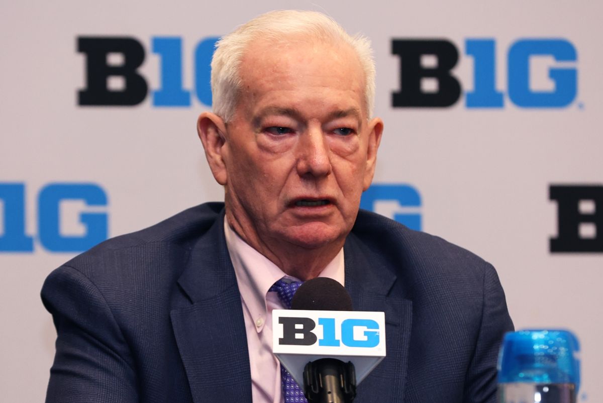 Oct 2, 2024; Rosemont, IL, USA; Northwestern head coach Joe Mckeown takes a question at the podium during the 2024 Big Ten Womenís Basketball media day at Donald E. Stephens Convention Center. Mandatory Credit: Melissa Tamez-Imagn Images