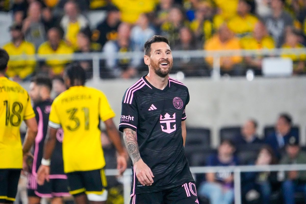 Oct 2, 2024; Columbus, OH, USA; Inter Miami CF forward Lionel Messi (10) smiles in the second half at Lower.com Field.