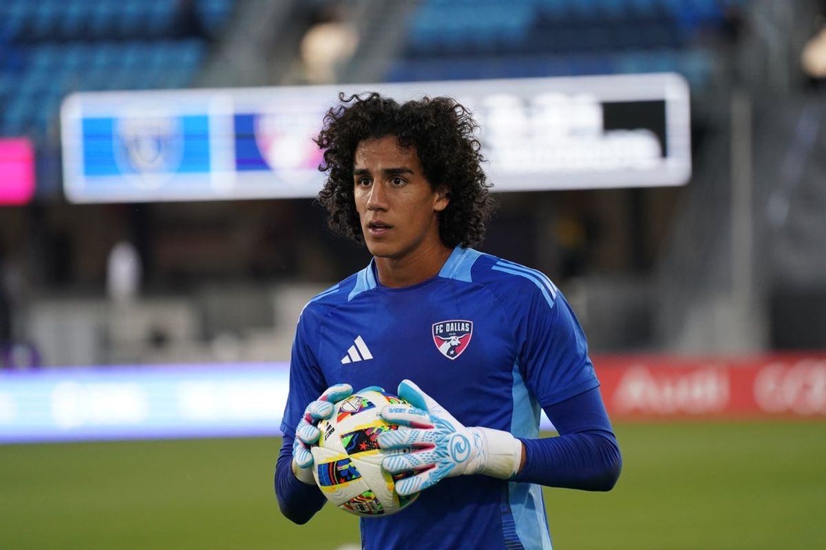Oct 2, 2024; San Jose, California, USA;  FC Dallas goalkeeper Antonio Carrera (13) warms up before the match against the San Jose Earthquakes at PayPal Park. Mandatory Credit: David Gonzales-Imagn Images