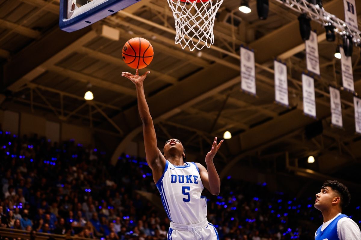 Duke Blue Devils guard Oluchi Okananwa (5) led a high-intensity defensive effort in Monday's season-opening win over Radford. Mandatory Credit: Jaylynn Nash-Imagn Images