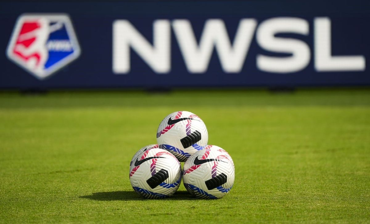 Sep 28, 2024; Kansas City, Missouri, USA; A general view of practice balls prior to a match between the Kansas City Current and NJ/NY Gotham FC at CPKC Stadium. Mandatory Credit: Jay Biggerstaff-Imagn Images