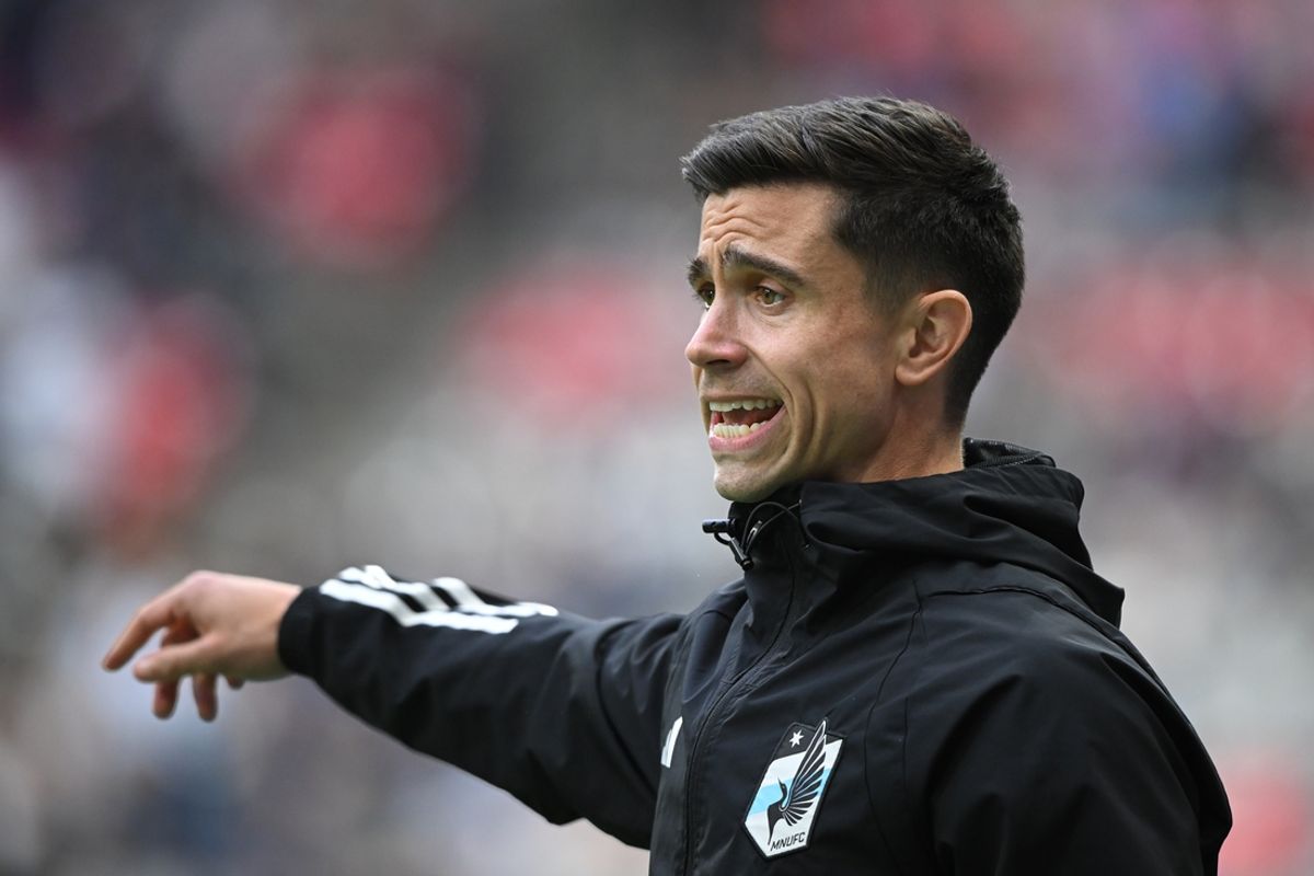 Oct 5, 2024; Vancouver, British Columbia, CAN;  Minnesota United head coach Eric Ramsay watches play during the first half against Vancouver Whitecaps FC at BC Place. Mandatory Credit: Anne-Marie Sorvin-Imagn Images