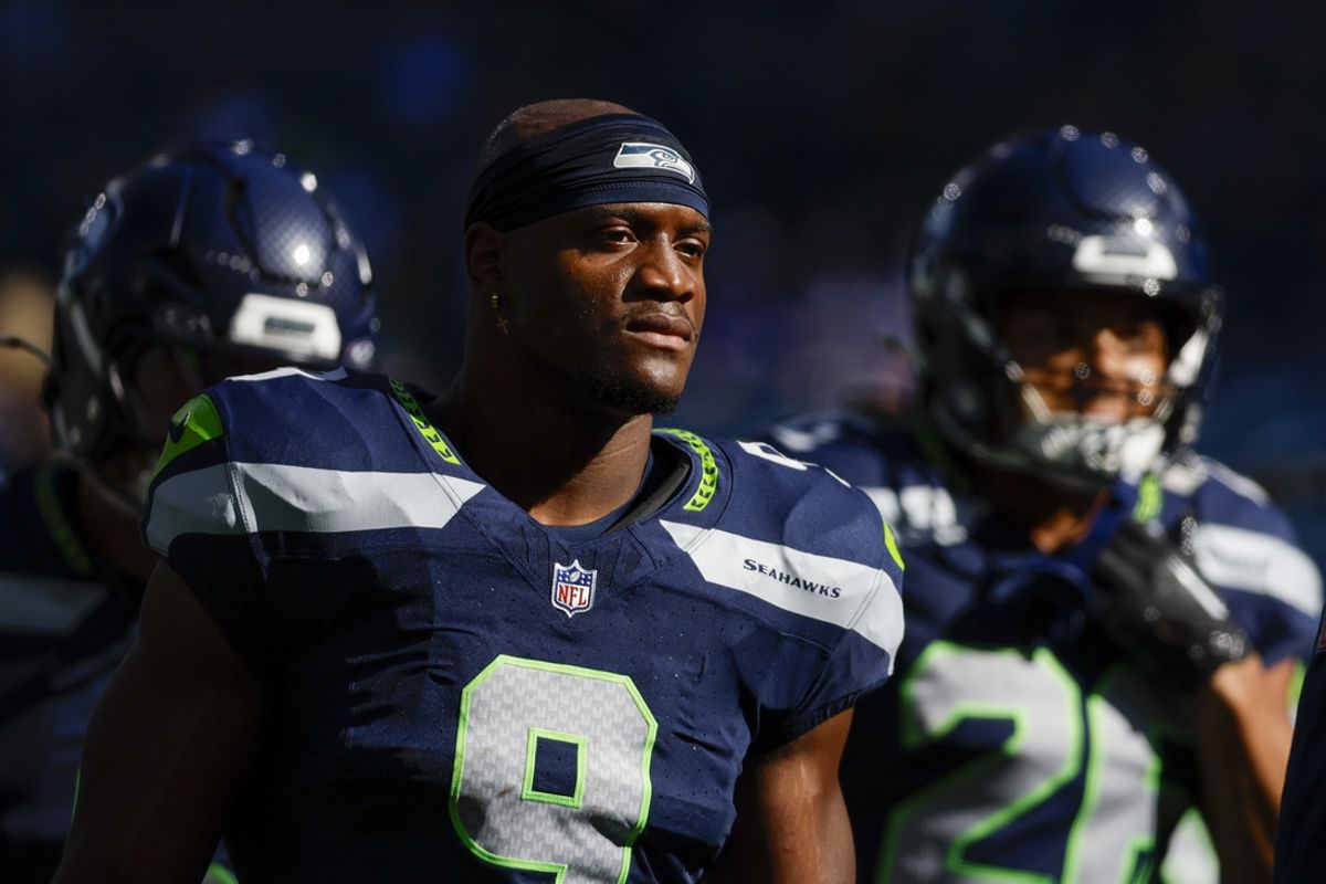 Oct 6, 2024; Seattle, Washington, USA; Seattle Seahawks running back Kenneth Walker III (9) returns to the locker room following pregame warmups against the New York Giants at Lumen Field. Mandatory Credit: Joe Nicholson-Imagn Images