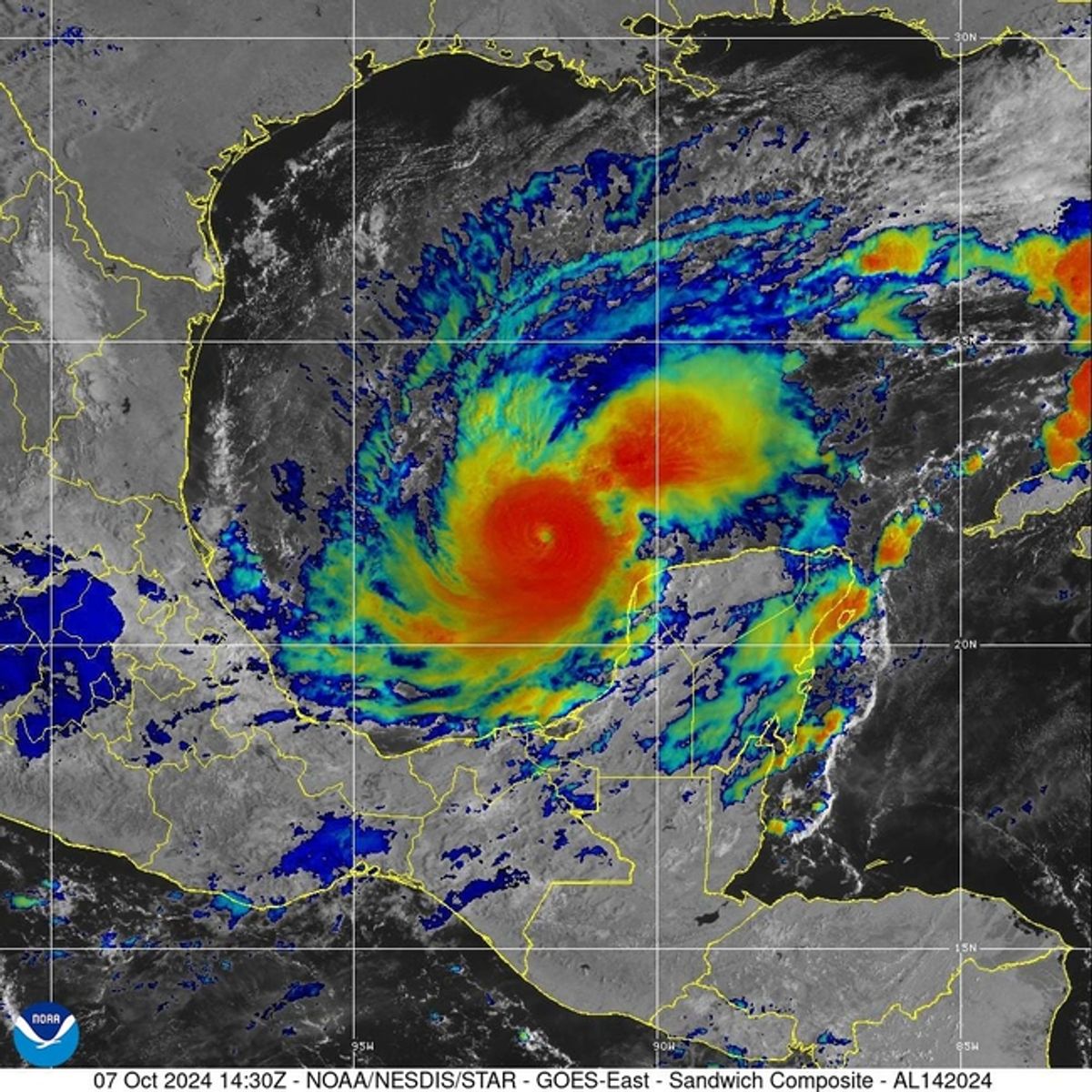 Satellite image of Hurricane Milton Monday morning, Oct. 7, 2024.