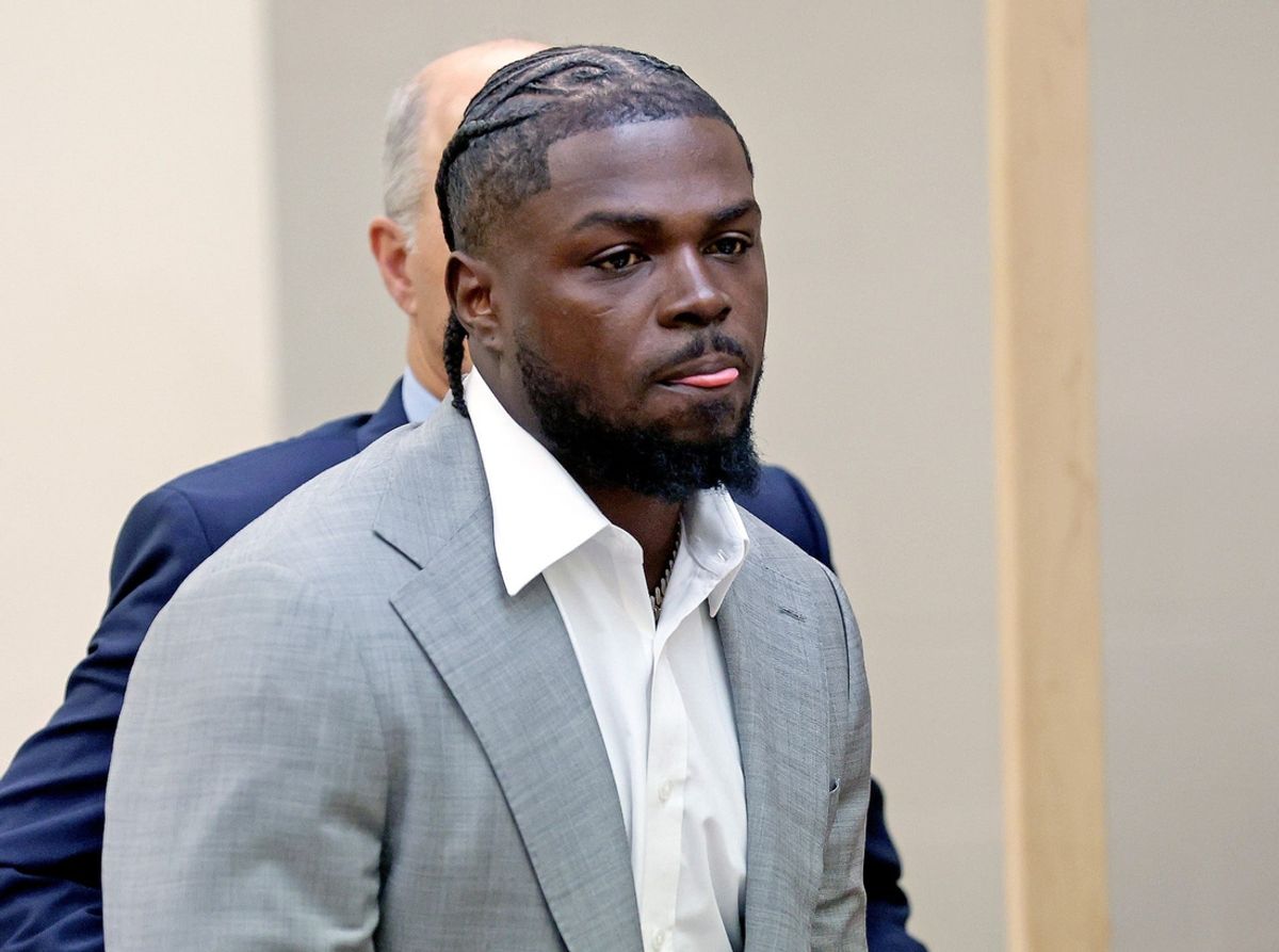 New England Patriots safety Jabrill Peppers appears in Quincy District Court for his arraignment on Monday, Oct. 7. Peppers was arrested at his Braintree apartment by police responding to a domestic dispute call.