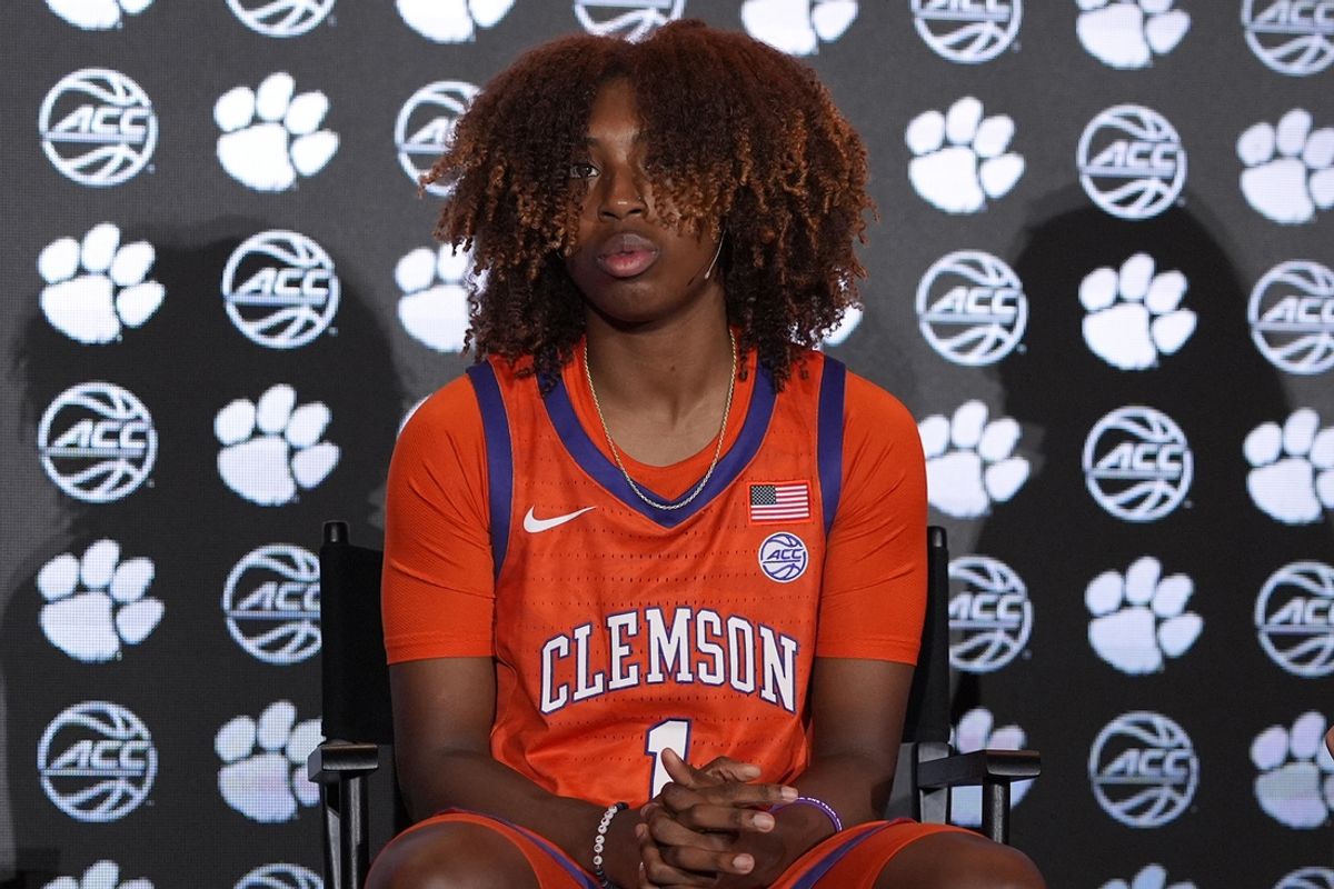 Oct 9, 2024; Charlotte, NC, USA;  Clemson player Loyal McQueen during ACC Media Days at The Hilton Charlotte Uptown. Mandatory Credit: Jim Dedmon-Imagn Images