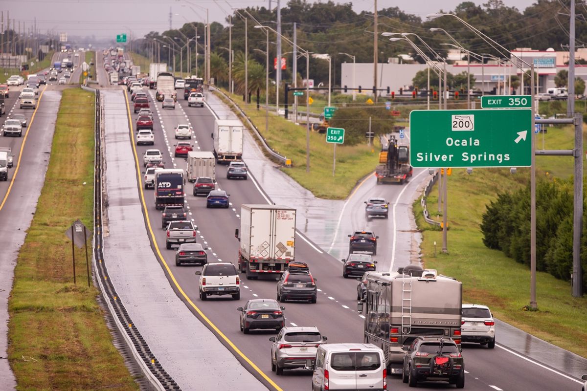 Motorist make their way North on I-75 Monday afternoon, October 7, 2024 as some were evacuating from South Florida because of Hurricane Milton which is expected to make landfall on Wednesday near the Tampa Bay area. Residents of Marion County were preparing for Hurricane Milton Monday afternoon, at local supply stores like Home Depot and people were grabbing their 10 bags of sand at locations throughout the city and county.
