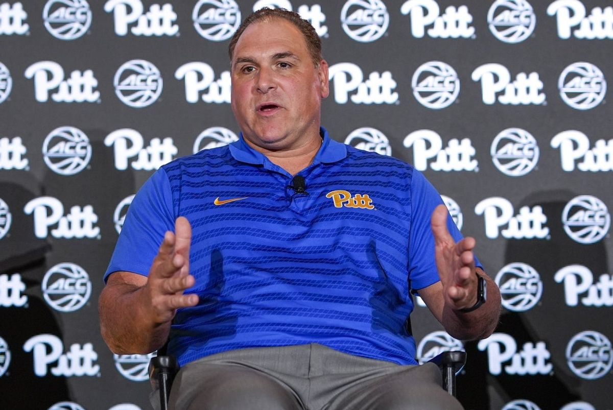 Oct 9, 2024; Charlotte, NC, USA;  Pittsburgh head coach Tory Verdi during ACC Media Days at The Hilton Charlotte Uptown. Mandatory Credit: Jim Dedmon-Imagn Images