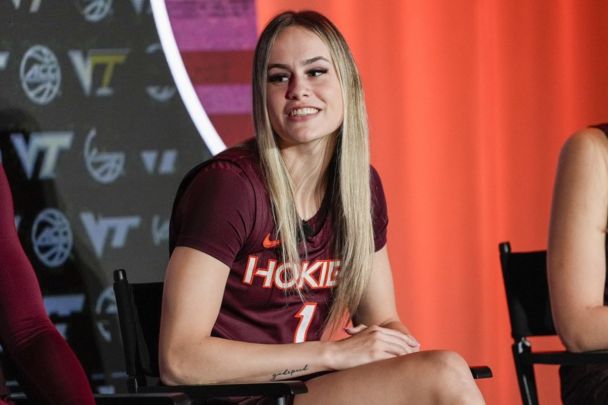 Oct 9, 2024; Charlotte, NC, USA;  Virginia Tech guard Carleigh Wenzel during ACC Media Days at The Hilton Charlotte Uptown. Mandatory Credit: Jim Dedmon-Imagn Images