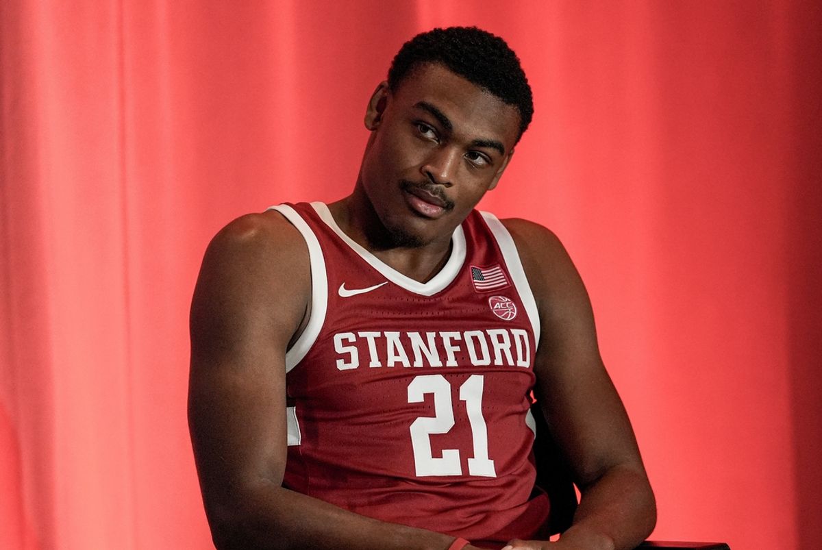 Oct 9, 2024; Charlotte, NC, USA; Stanford player Jaylen Blakes  during ACC Media Days at The Hilton Charlotte Uptown. Mandatory Credit: Jim Dedmon-Imagn Images