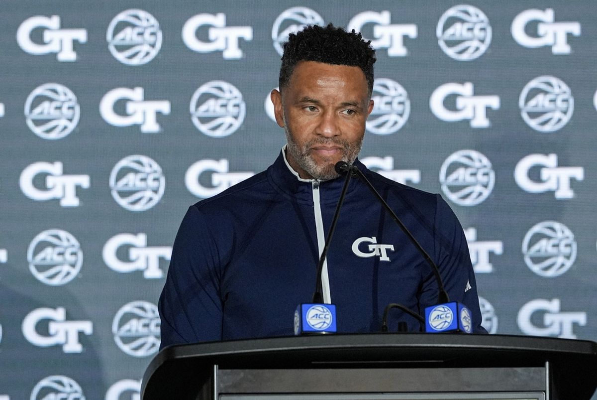 Oct 9, 2024; Charlotte, NC, USA;   Georgia Tech head coach Damon Stoudmire during ACC Media Days at The Hilton Charlotte Uptown. Mandatory Credit: Jim Dedmon-Imagn Images