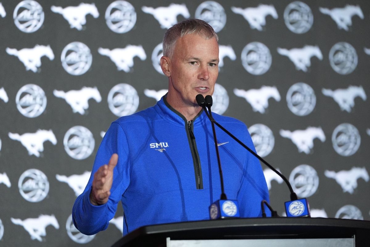 Oct 9, 2024; Charlotte, NC, USA;   SMU head coach Andy Enfield during ACC Media Days at The Hilton Charlotte Uptown. Mandatory Credit: Jim Dedmon-Imagn Images