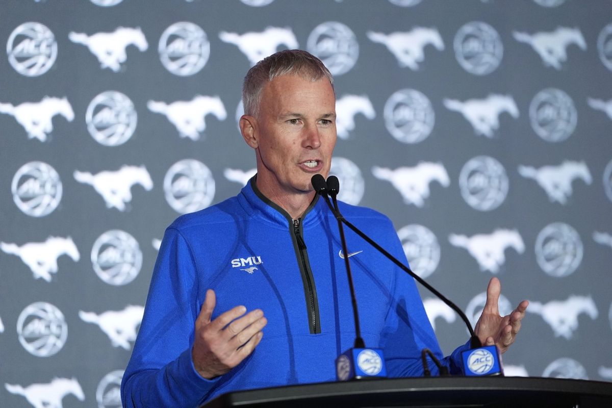 Oct 9, 2024; Charlotte, NC, USA;   SMU head coach Andy Enfield during ACC Media Days at The Hilton Charlotte Uptown. Mandatory Credit: Jim Dedmon-Imagn Images