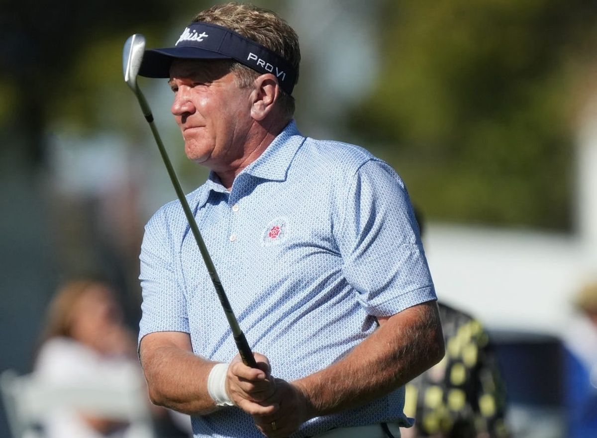 Nov 11, 2023; Phoenix, AZ, USA; Paul Broadhurst chips a shot during round 3 of the Charles Schwab Cup championship at Phoenix Country Club.
