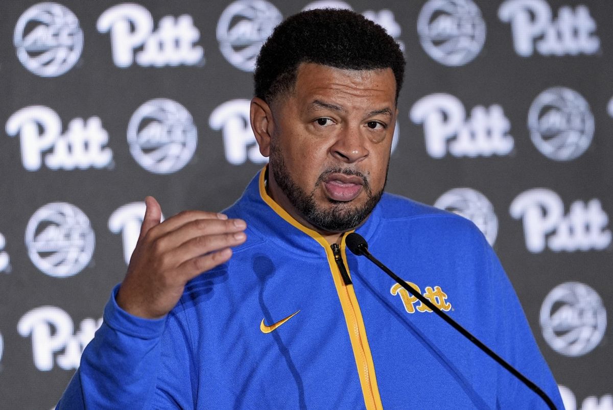 Oct 10, 2024; Charlotte, NC, USA;  Pittsburgh head coach Jeff Capel answers questions from the media at The Hilton Charlotte Uptown. Mandatory Credit: Jim Dedmon-Imagn Images