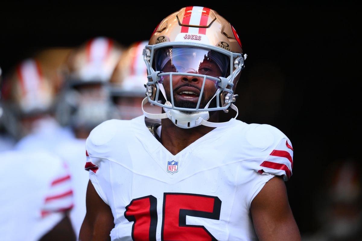 Oct 10, 2024; Seattle, Washington, USA; San Francisco 49ers wide receiver Jauan Jennings (15) leaves the tunnel during warmups before the game against the Seattle Seahawks at Lumen Field. Mandatory Credit: Steven Bisig-Imagn Images