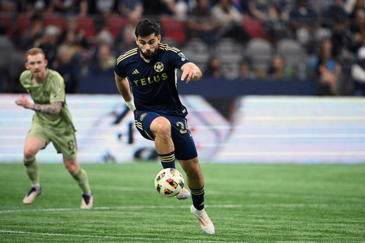 Oct 13, 2024; Vancouver, British Columbia, CAN; Vancouver Whitecaps FC forward Brian White (24) controls the ball against LAFC in the first half at BC Place. Mandatory Credit: Anne-Marie Sorvin-Imagn Images