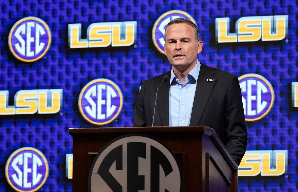 LSU head coach Matt McMahon speaks during SEC Media Day at the Grand Bohemian Hotel in Mountain Brook Tuesday, Oct. 15, 2024.