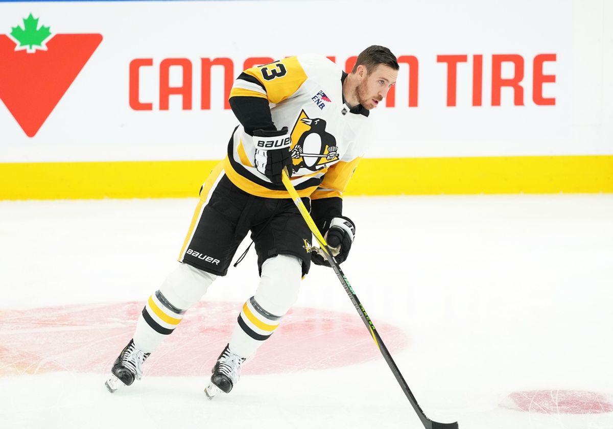 Oct 12, 2024; Toronto, Ontario, CAN; Pittsburgh Penguins right wing Kevin Hayes (13) skates during the warmup before a game against the Toronto Maple Leafs at Scotiabank Arena. Mandatory Credit: Nick Turchiaro-Imagn Images