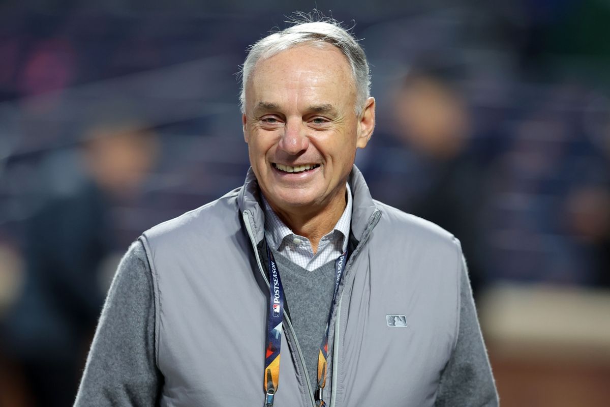 Oct 16, 2024; New York City, New York, USA; MLB Commissioner Rob Manfred before game three of the NLCS for the 2024 MLB playoffs at Citi Field. Mandatory Credit: Brad Penner-Imagn Images