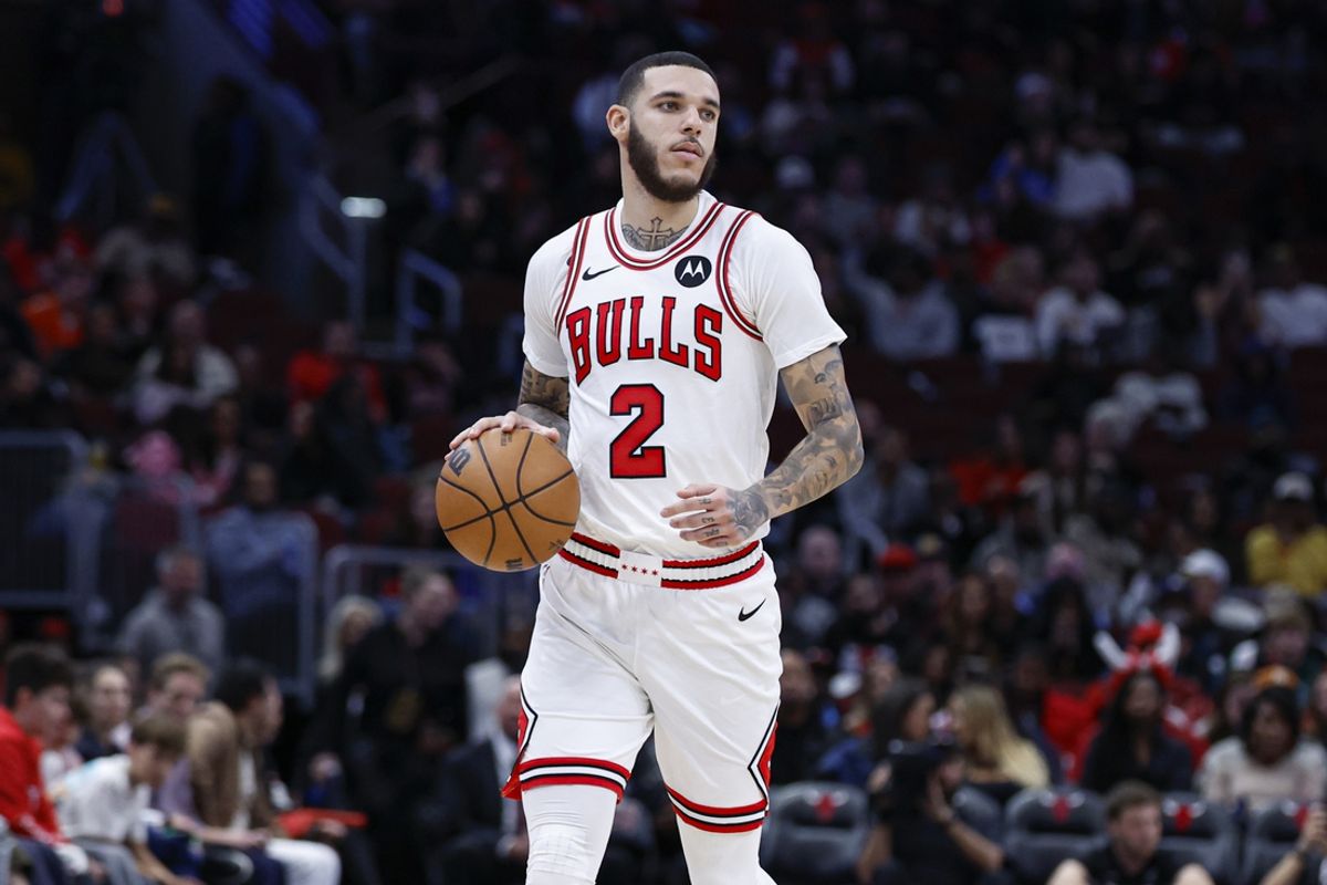 Oct 16, 2024; Chicago, Illinois, USA; Chicago Bulls guard Lonzo Ball (2) brings the ball up court against the Minnesota Timberwolves during the second half at United Center. Mandatory Credit: Kamil Krzaczynski-Imagn Images