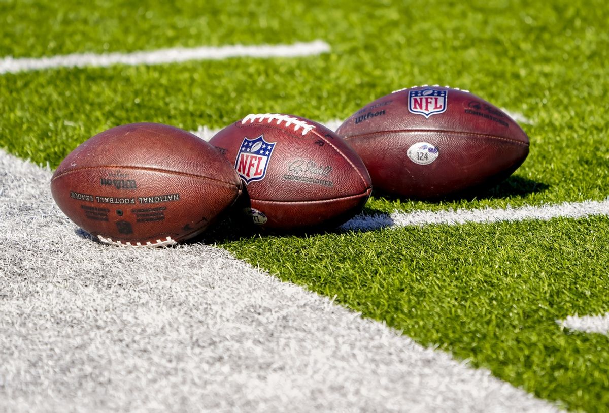 Oct 20, 2024; Orchard Park, New York, USA; A general view of NFL footballs prior to the game between the Tennessee Titans and the Buffalo Bills at Highmark Stadium. Mandatory Credit: Gregory Fisher-Imagn Images