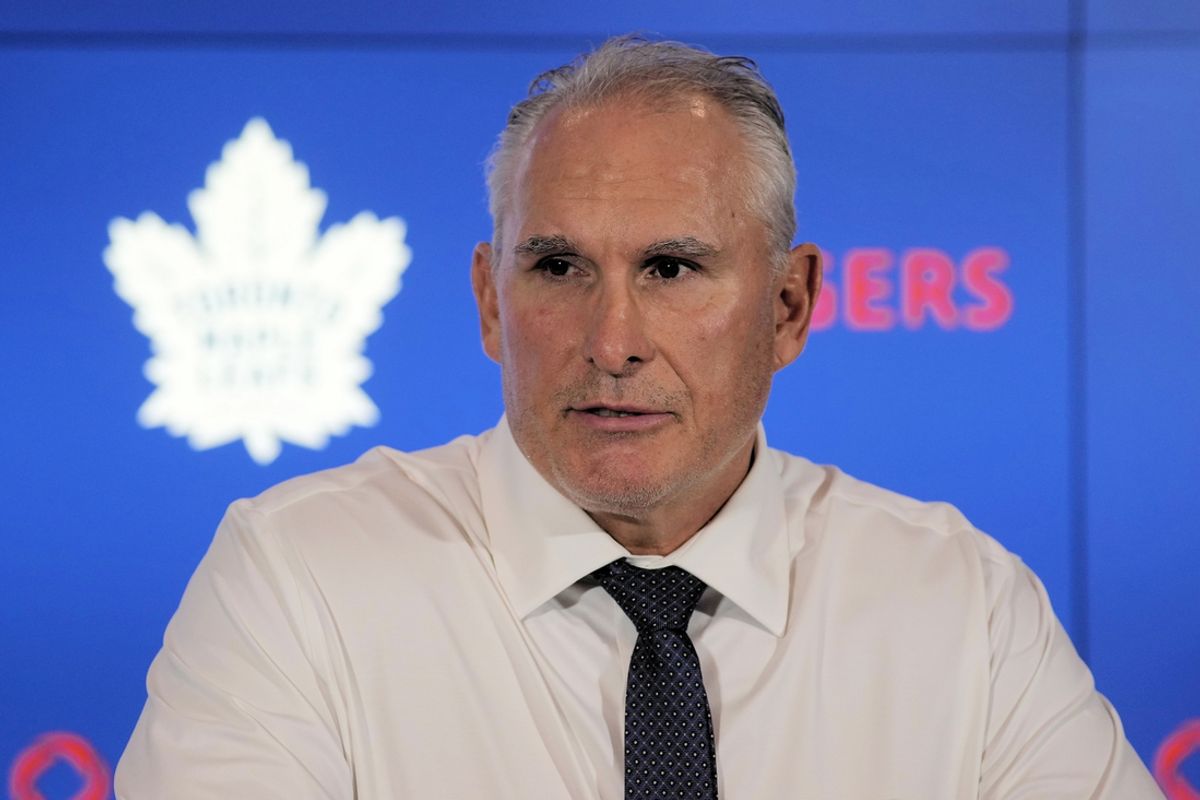 Oct 21, 2024; Toronto, Ontario, CAN; Toronto Maple Leafs head coach Craig Berube during a post game press conference after a win over the Tampa Bay Lightning at Scotiabank Arena. Mandatory Credit: John E. Sokolowski-Imagn Images