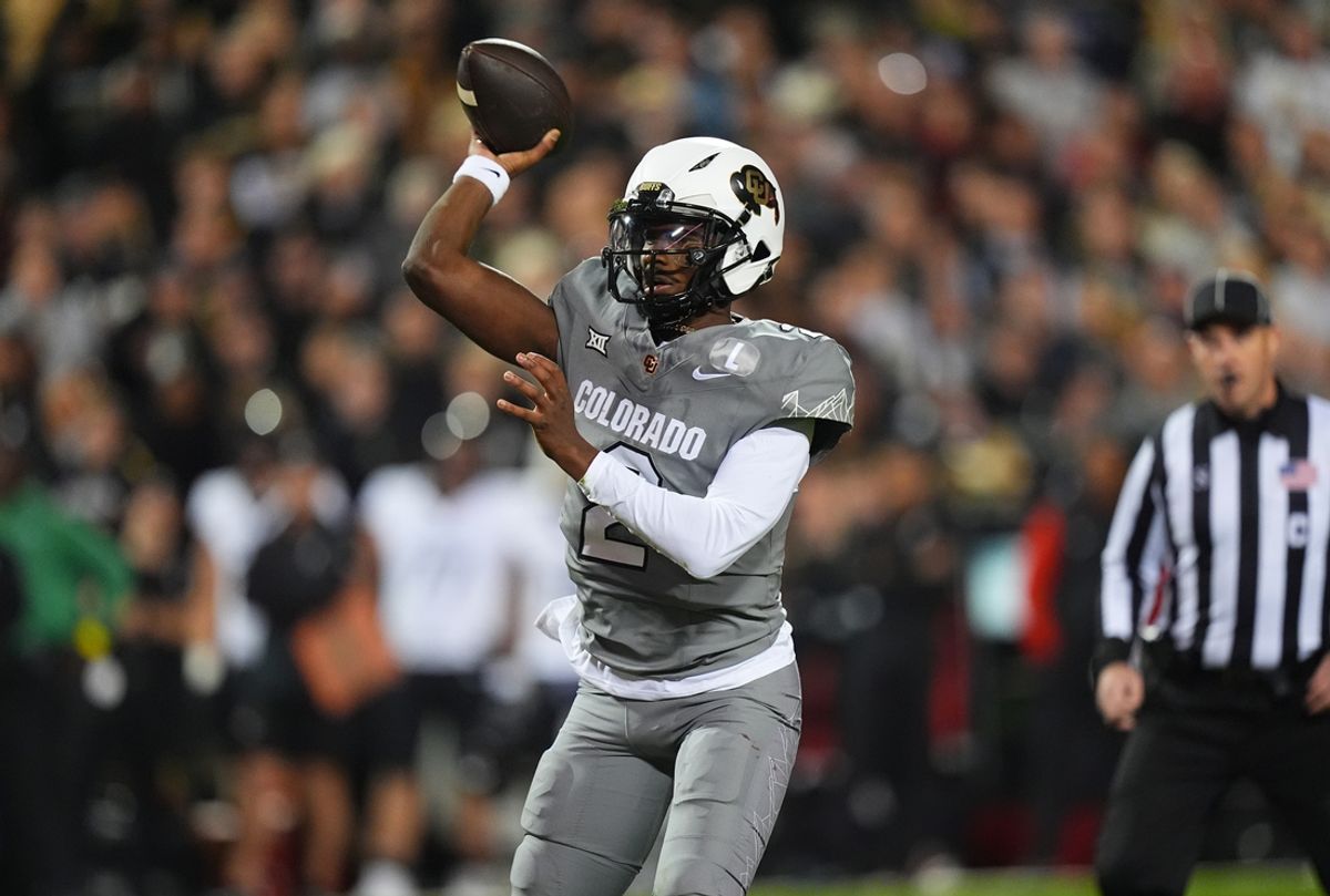Oct 26, 2024; Boulder, Colorado, USA; Colorado Buffaloes quarterback Shedeur Sanders (2) prepares to pass the ball in the first quarter against the Cincinnati Bearcats at Folsom Field. Mandatory Credit: Ron Chenoy-Imagn Images