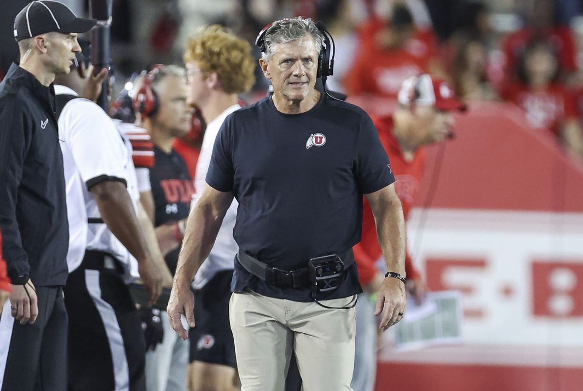 Oct 26, 2024; Houston, Texas, USA; Utah Utes head coach Kyle Whittingham reacts during the second half against the Houston Cougars at TDECU Stadium. Mandatory Credit: Troy Taormina-Imagn Images