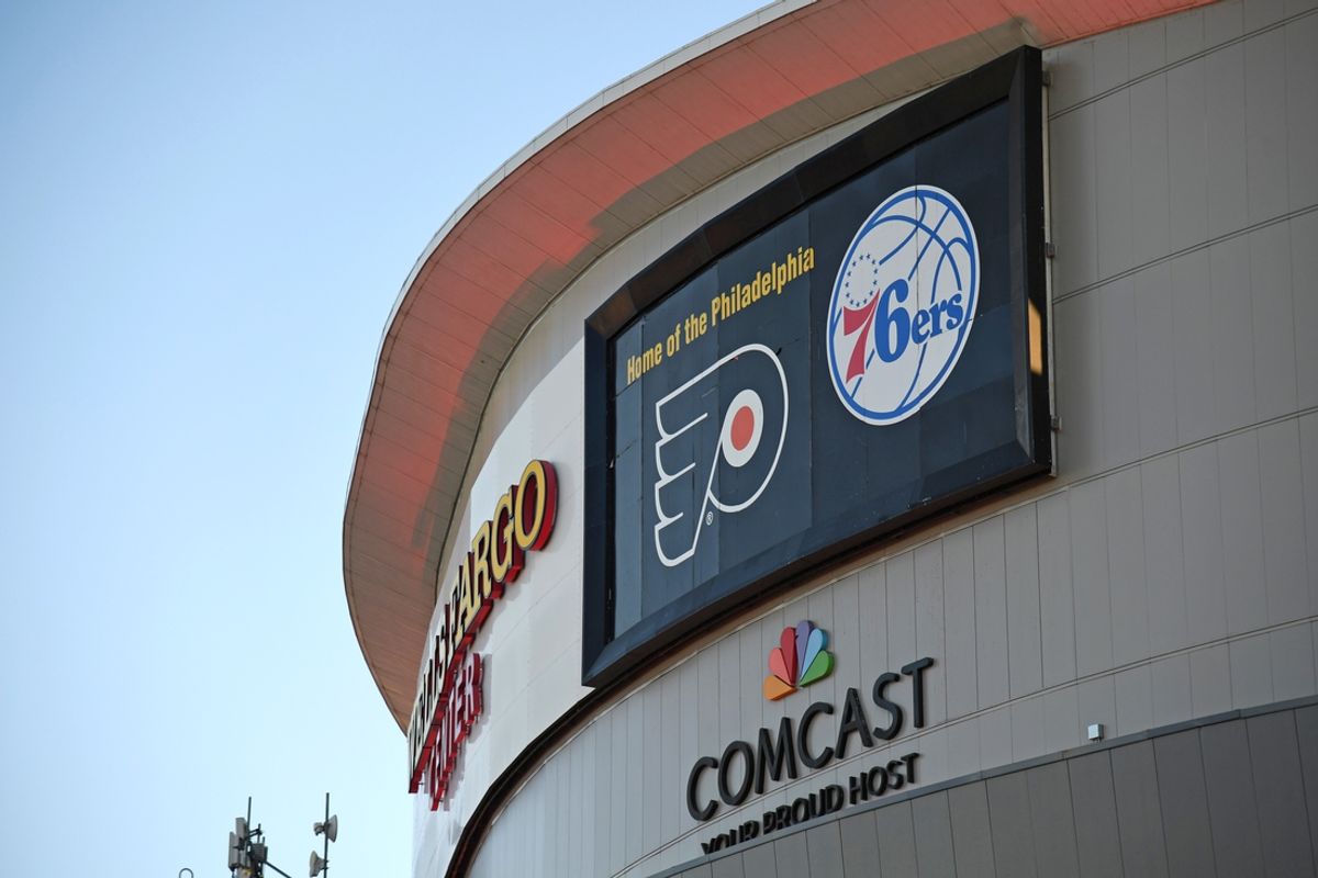 Oct 27, 2024; Philadelphia, Pennsylvania, USA; A general view of the Wells Fargo Center before game between Philadelphia Flyers and Montreal Canadiens. Mandatory Credit: Eric Hartline-Imagn Images