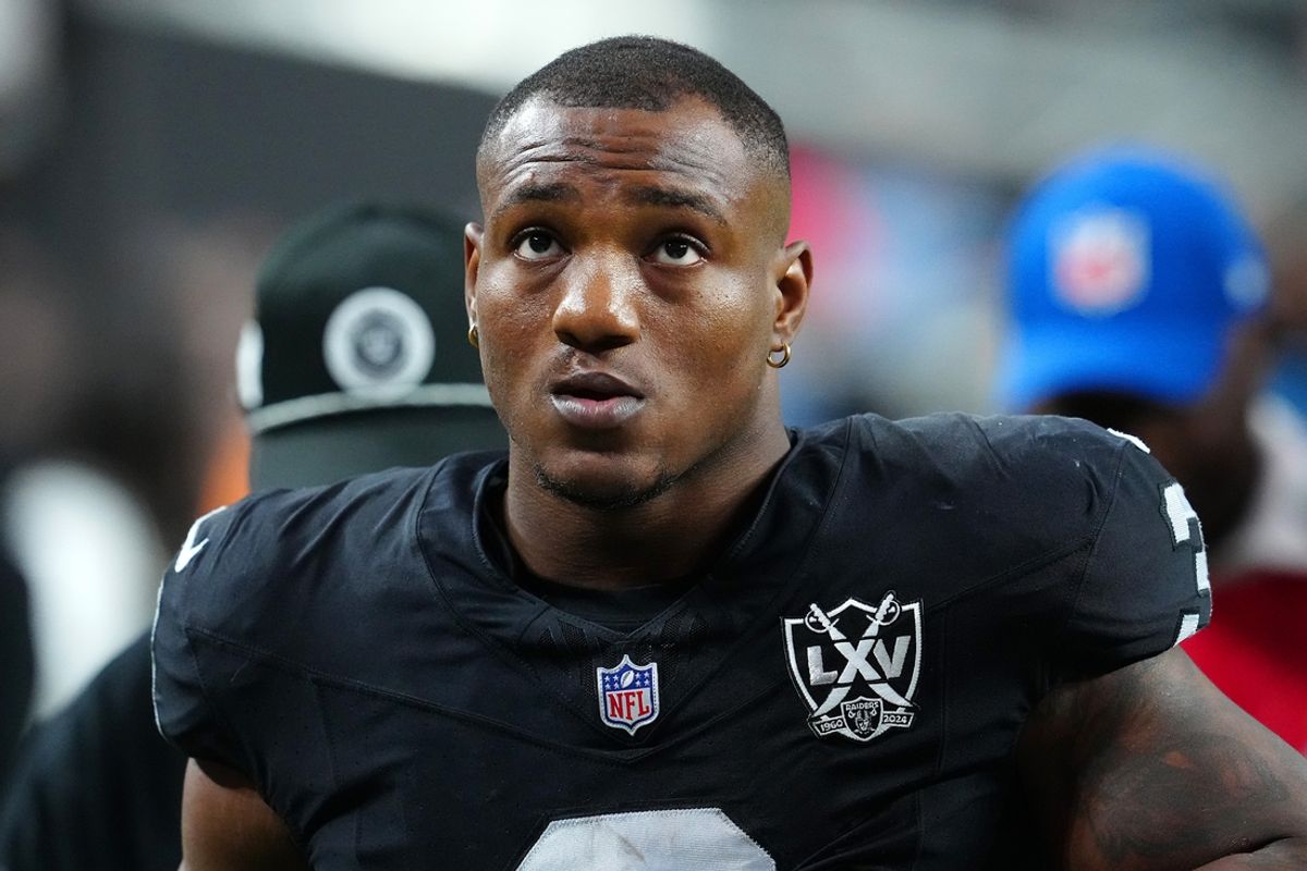 Oct 27, 2024; Paradise, Nevada, USA; Las Vegas Raiders running back Zamir White (3) walks off the field after the Raiders were defeated by the Kansas City Chiefs 27-20 at Allegiant Stadium. Mandatory Credit: Stephen R. Sylvanie-Imagn Images