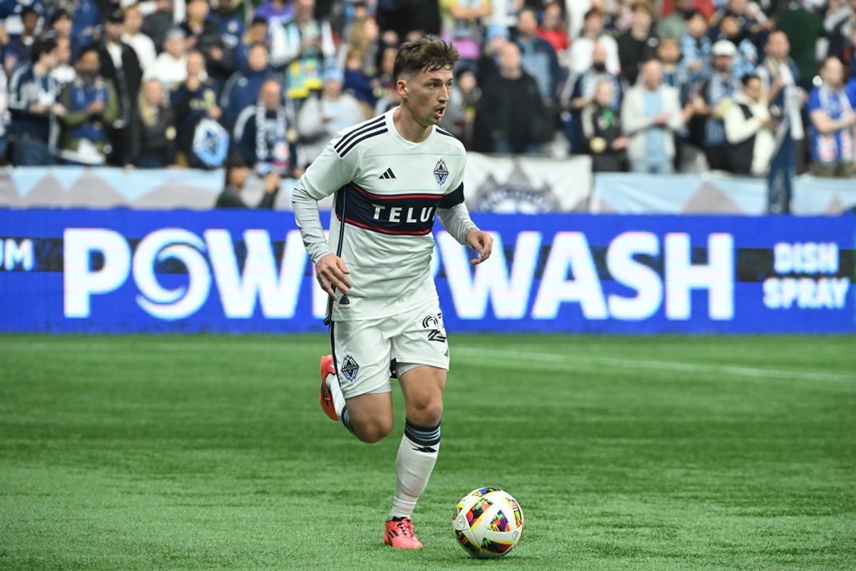 Nov 3, 2024; Vancouver, British Columbia, CAN; Vancouver Whitecaps midfielder Ryan Gauld (25) plays the ball in the first half against the LAFC  in a 2024 MLS Cup Playoffs Round One match at BC Place. Mandatory Credit: Anne-Marie Sorvin-Imagn Images