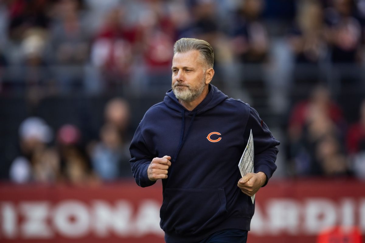 Nov 3, 2024; Glendale, Arizona, USA; Chicago Bears head coach head coach Matt Eberflus against the Arizona Cardinals at State Farm Stadium. Mandatory Credit: Mark J. Rebilas-Imagn Images